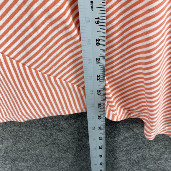 Chico's T-Shirt Women 0 Red Striped Short Sleeve Round Neck Rayon Casual Comfort - Picture 8 of 9